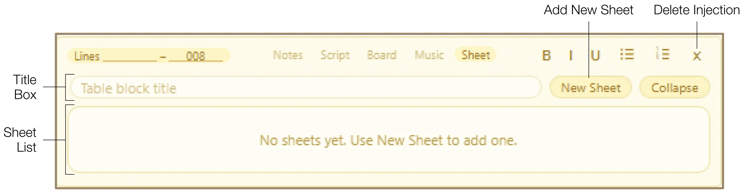 Sheet injection overview showing the spreadsheet interface with multiple sheet tabs